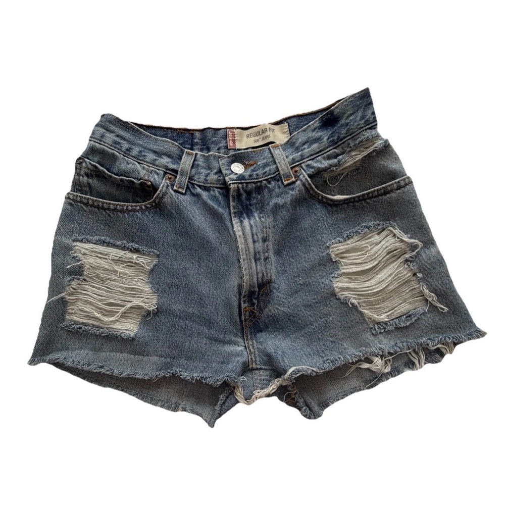 Levi’s 505 Cutoff Denim Shorts Women’s 27" Distressed High Rise Vintage Wash